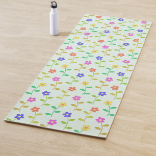 Colourful Flowers, Floral Pattern, Greenery, Boho Yoga Mat