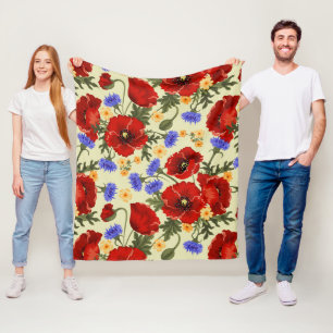 Colourful Flowers, Floral, Pattern Of Flowers Fleece Blanket