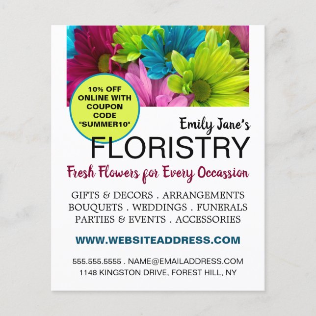 Colourful Flowers, Floristry Flyer (Front)