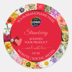 Colourful Flowers Frame Red Product Labels Add Log