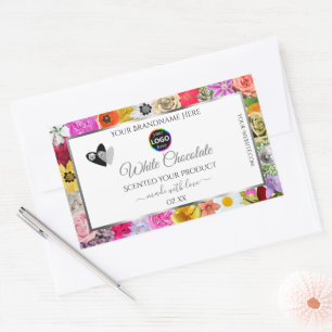 Colourful Flowers Frame White Product Labels Logo