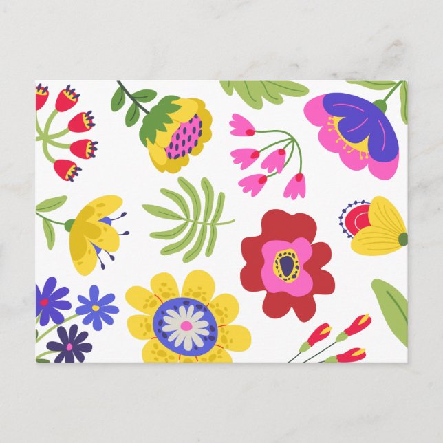 Colourful flowers fun  postcard (Front)