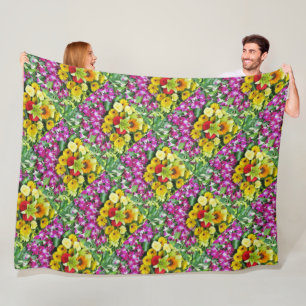 colourful+ flowers,    garden+ gnome,    calla+ li fleece blanket