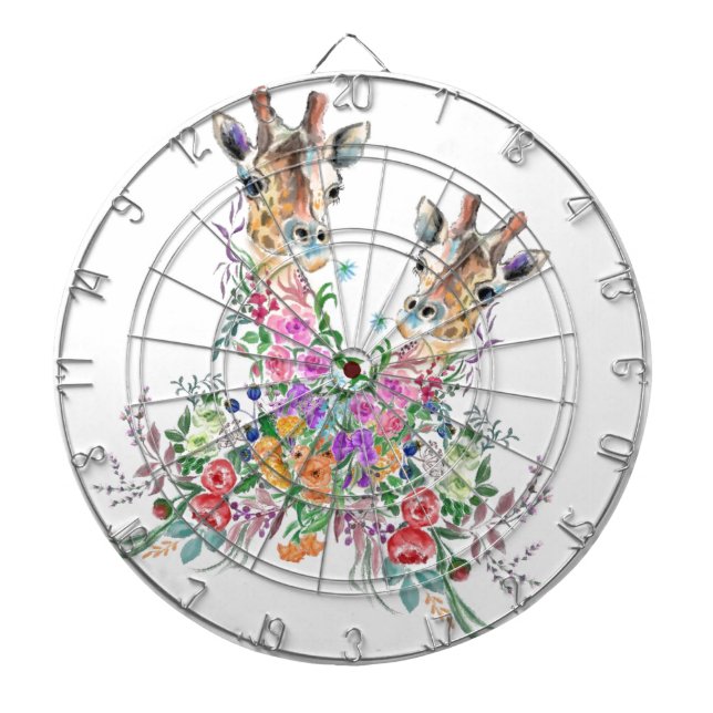 Colourful Flowers Giraffe Dart Board (Front)