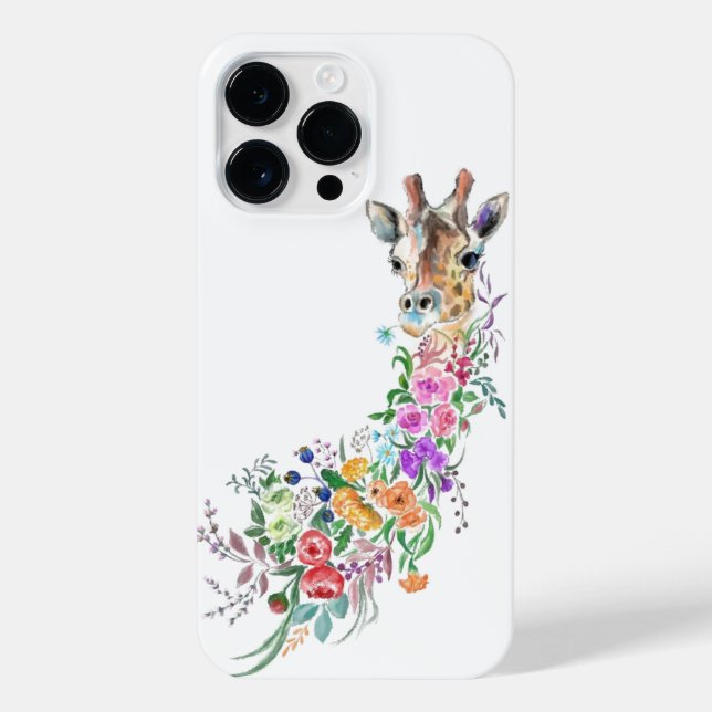 Colourful Flowers Giraffe Painting iPhone Case (Back)