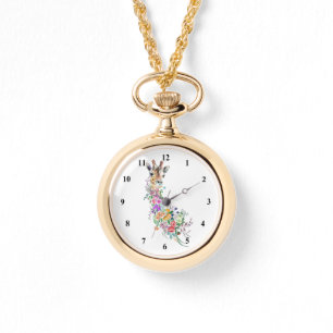 Colourful Flowers Giraffe Watch