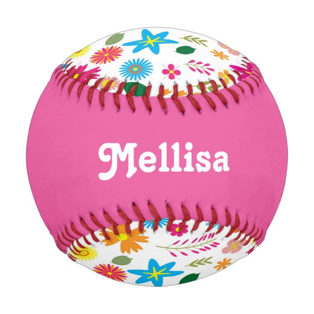 Colourful Flowers Girly Custom Baseball (Front)