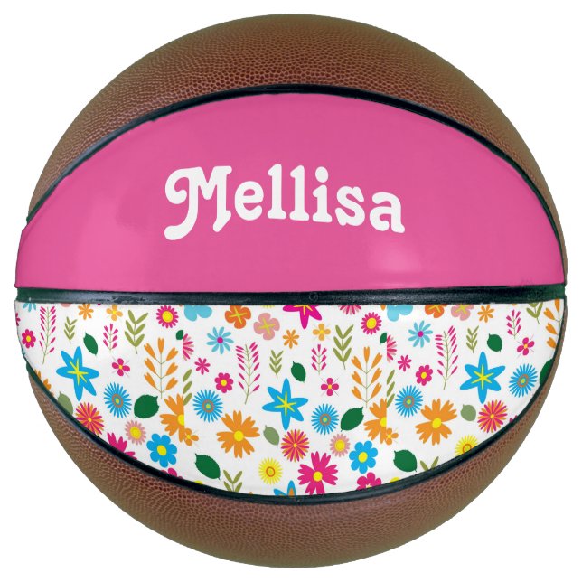Colourful Flowers Girly Custom  Basketball (Front)