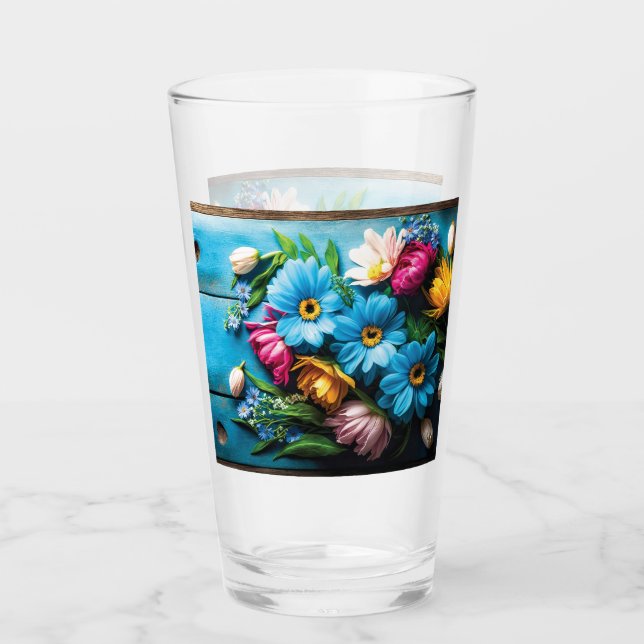 Colourful Flowers Glass (Front)