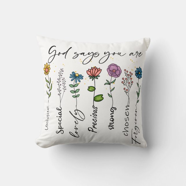  Colourful Flowers God Says You Are Sublimation Cushion (Front)