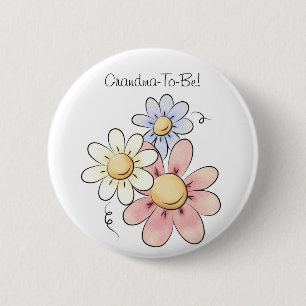 Colourful Flowers Grandmother Button