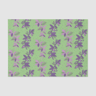 Colourful flowers green and purple tissue paper