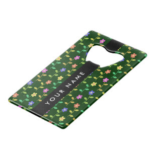 Colourful Flowers, Green Background, Black