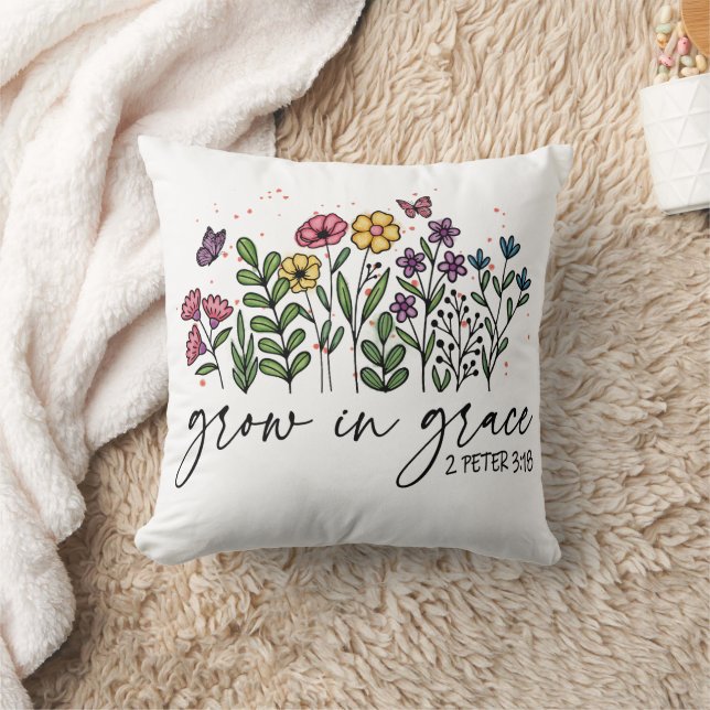 Colourful Flowers Growing In Grace Sublimation  Cushion (Blanket)