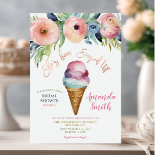 Colourful Flowers Ice Cream Bridal Shower Party Invitation