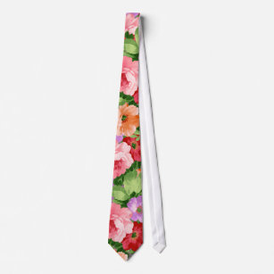 Colourful Flowers Illustration Design Pattern Tie