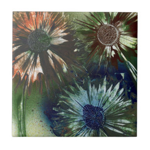 Colourful Flowers in Bloom Ceramic Tile