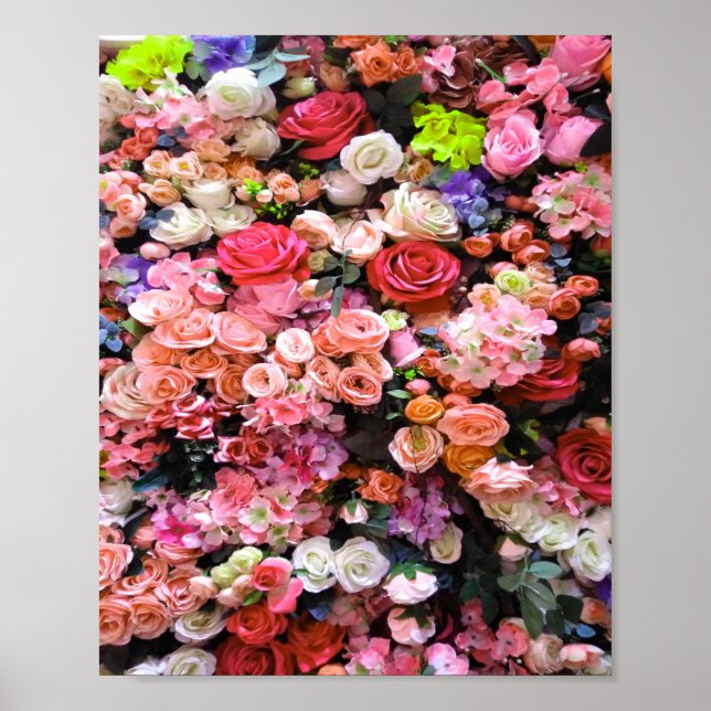 Colourful Flowers in Bloom Floral Bouquet Poster (Front)