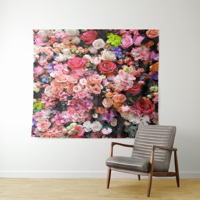 Colourful Flowers in Bloom Floral Bouquet Tapestry (In Situ (Horizontal))
