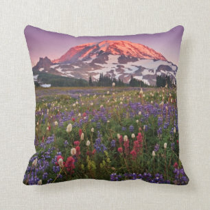 Colourful Flowers in Rainier National Park Cushion