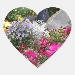 Colourful Flowers in Skagway Park, Alaska Heart Sticker