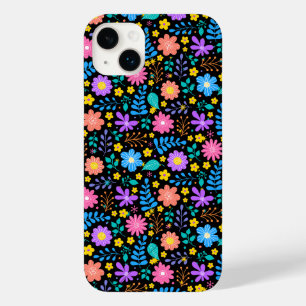 Colourful flowers in sparkling stars pattern Black Case-Mate iPhone 14 Plus Case