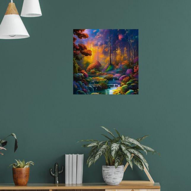 Colourful flowers in the woods poster (Living Room 1)