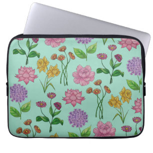 Colourful flowers laptop sleeve