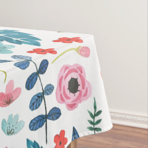 Colourful Flowers & Leafs Botanical Pattern Tablecloth