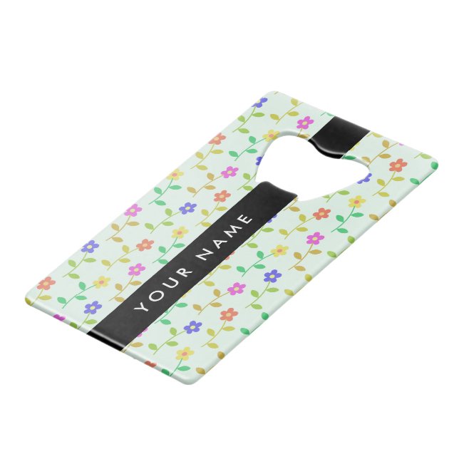 Colourful Flowers, Light Green Background, Black (Front Angled)