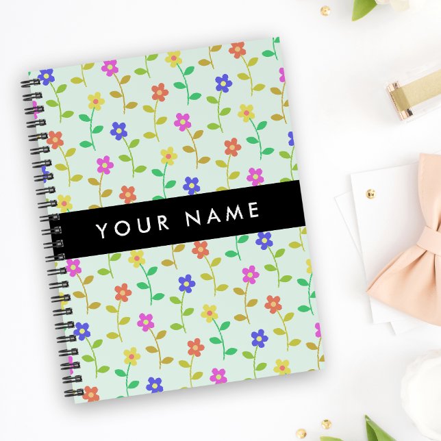 Colourful Flowers, Light Green Background, Black Planner (Creator Uploaded)