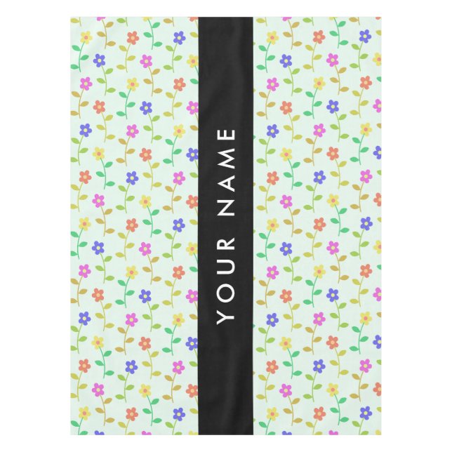 Colourful Flowers, Light Green Background, Black Tablecloth (Front)