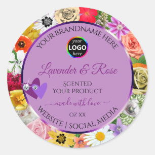 Colourful Flowers Light Purple Product Labels Logo