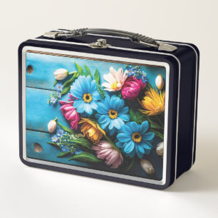 Colourful Flowers Metal Lunch Box