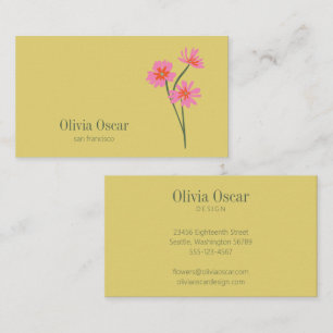 Colourful Flowers Modern Pink Yellow Floral Business Card