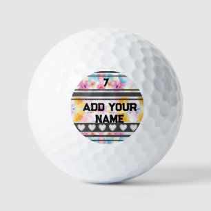 Colourful  Flowers - Name Number Socks Golf Balls
