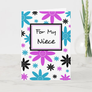 Colourful Flowers Niece Flower Girl Inivtation Car Invitation