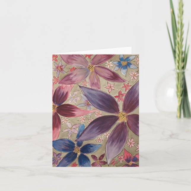 Colourful Flowers Note Card (Front)