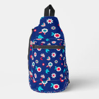 Colourful Flowers on a Dark Blue Background