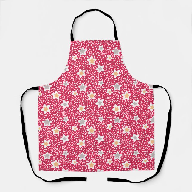 Colourful flowers on a retro polka dot background apron (Front)
