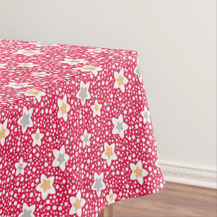 Colourful flowers on a retro polka dot background tablecloth