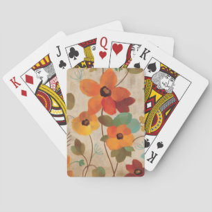Colourful Flowers on an Off White Background Playing Cards
