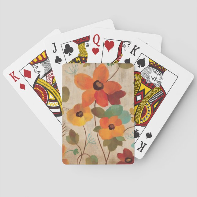 Colourful Flowers on an Off White Background Playing Cards (Back)