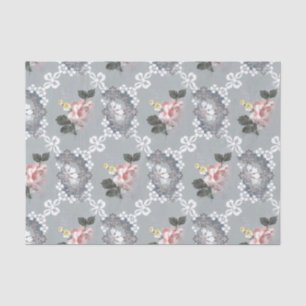 Colourful Flowers on Grey Background Tissue Paper