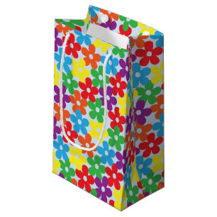 Colourful Flowers on Light Blue Small Gift Bag
