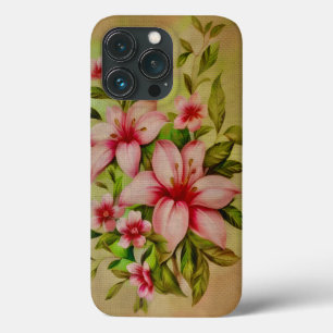 Colourful Flowers Painted With Acrylic Background iPhone 13 Pro Case