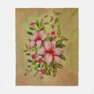 Colourful Flowers Painted With Acrylic Background Fleece Blanket