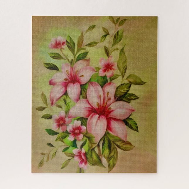 Colourful Flowers Painted With Acrylic Background Jigsaw Puzzle (Vertical)