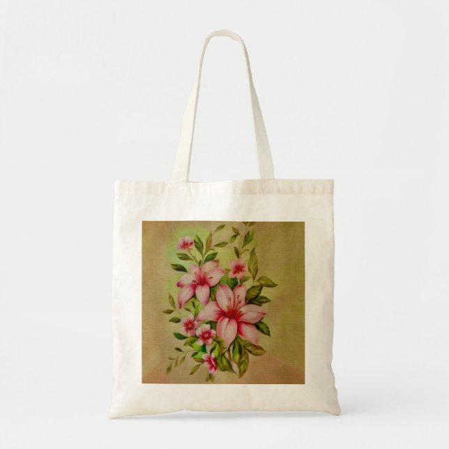 Colourful Flowers Painted With Acrylic Background Tote Bag (Front)