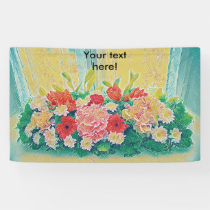 Colourful flowers painting banner